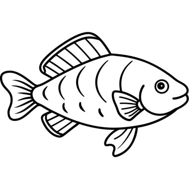 Cüce Gourami balığı ikon taşıyıcıdır. Yapay zeka görüntü oluşturdu. Clipart çizgi film deisgn simgesi