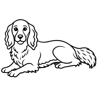 Spaniel köpeği ikon vektörü yalan söyler. Yapay zeka görüntü oluşturdu. Clipart çizgi film deisgn simgesi