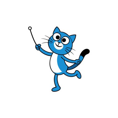 Balıkçı Kedi dans ikonu vektörü. Yapay zeka görüntü oluşturdu. Clipart çizgi film deisgn simgesi