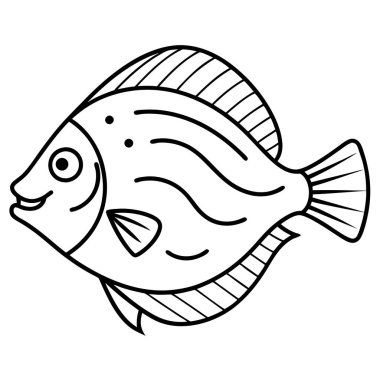 Flounder Fish simge vektöründe oturuyor. Yapay zeka görüntü oluşturdu. Clipart çizgi film deisgn simgesi