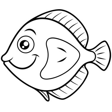 Flounder Fish ikon vektörüne gülümsüyor. Yapay zeka görüntü oluşturdu. Clipart çizgi film deisgn simgesi