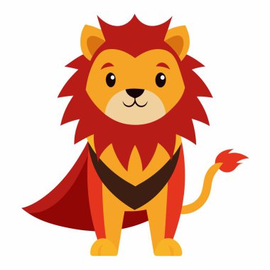 Cape Lion, Kawaii 'ye gülüyor. Yapay zeka görüntü oluşturdu. Clipart çizgi film deisgn simgesi