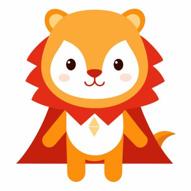 Cape Lion kawaii oynuyor. Yapay zeka görüntü oluşturdu. Clipart çizgi film deisgn simgesi