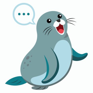 Karayip Keşiş Seal 'i Kawaii dilini biliyor. Yapay zeka görüntü oluşturdu. Clipart çizgi film deisgn simgesi