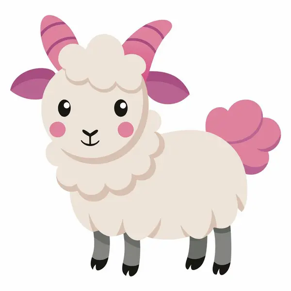 stock vector Cashmere Goat stay kawaii. AI generated image. Clipart cartoon deisgn icon