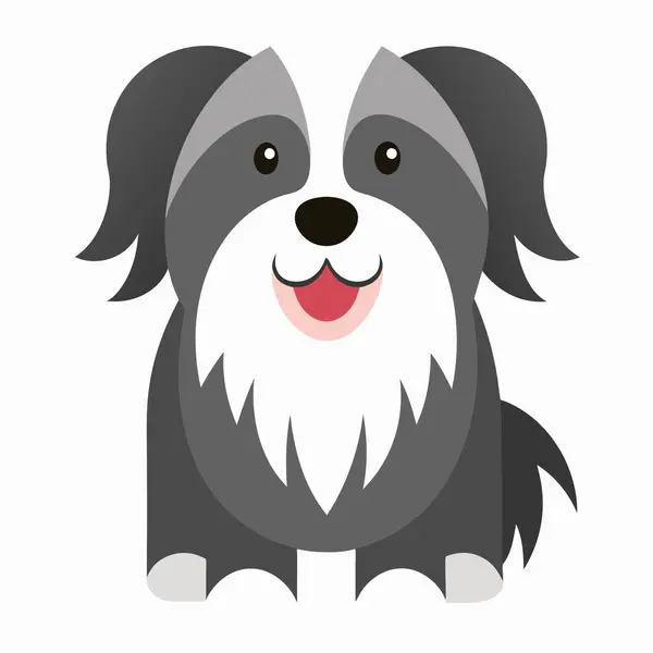 stock vector Catalan Sheepdog screams kawaii. AI generated image. Clipart cartoon deisgn icon