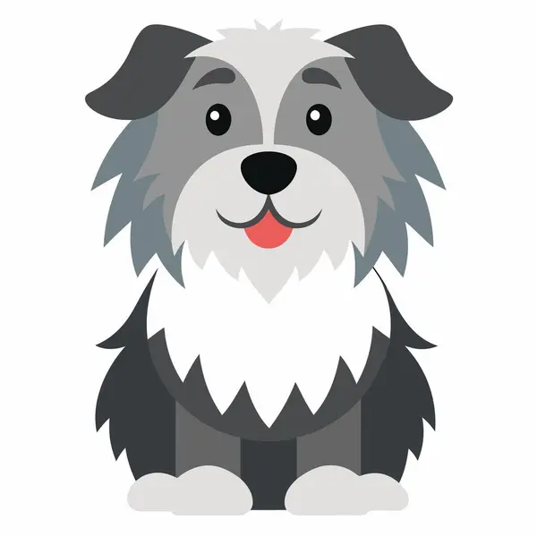 stock vector Catalan Sheepdog smiles kawaii. AI generated image. Clipart cartoon deisgn icon