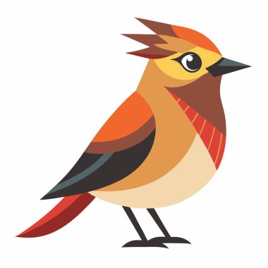 Cedar Waxwing kuşu Kawaii 'yi yönetiyor. Yapay zeka görüntü oluşturdu. Clipart çizgi film deisgn simgesi