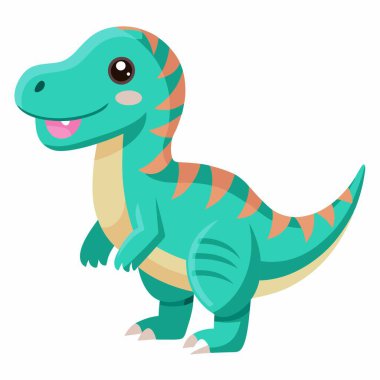 Ceratosaurus dinozoru Kawaii 'de oturur. Yapay zeka görüntü oluşturdu. Clipart çizgi film deisgn simgesi