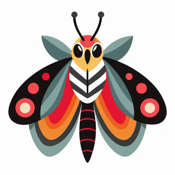 stock vector Cecropia Moth dancing kawaii. AI generated image. Clipart cartoon deisgn icon