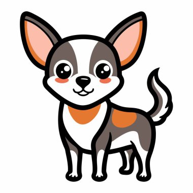 Chihuahua köpeği kawaii 'de yatıyor. Yapay zeka görüntü oluşturdu. Clipart çizgi film deisgn simgesi