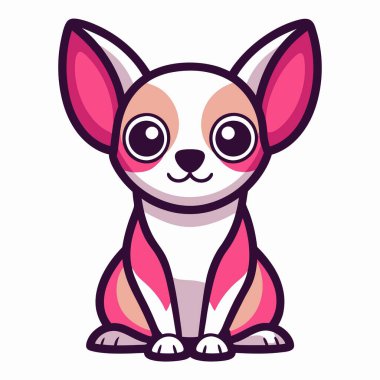 Chihuahua köpeği Kawaii 'de oturur. Yapay zeka görüntü oluşturdu. Clipart çizgi film deisgn simgesi