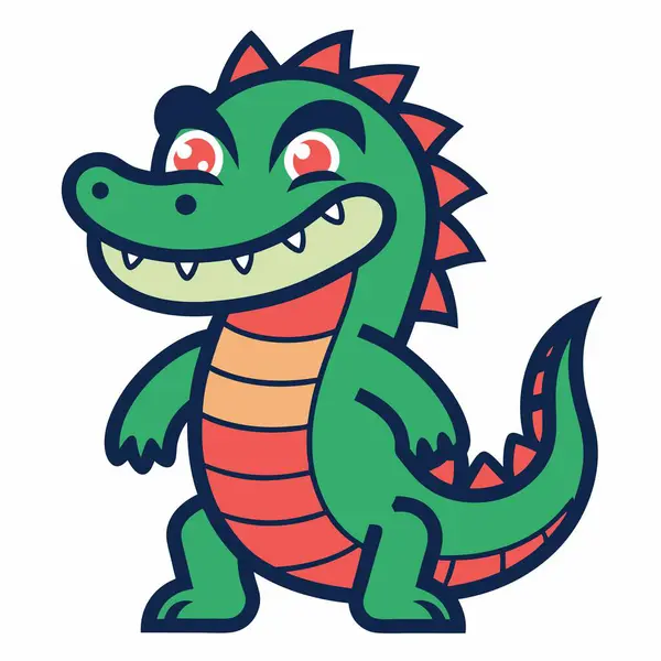 stock vector Chinese Alligator screams kawaii. AI generated image. Clipart cartoon deisgn icon