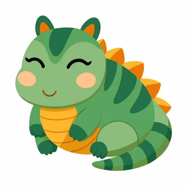 stock vector Chinese Alligator sleeps kawaii. AI generated image. Clipart cartoon deisgn icon