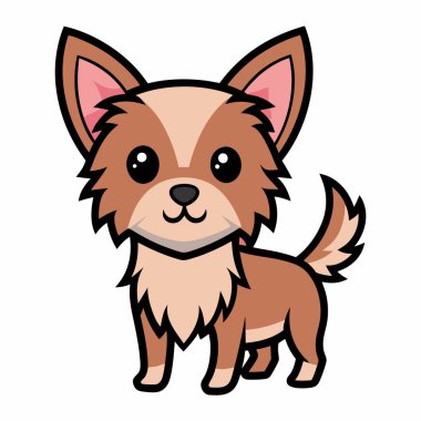 Chorkie dog, Kawaii 'de duruyor. Yapay zeka görüntü oluşturdu. Clipart çizgi film deisgn simgesi