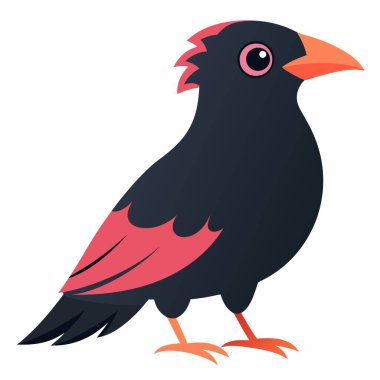 Chough Bird, Kawaii 'yi nakavt etti. Yapay zeka görüntü oluşturdu. Clipart çizgi film deisgn simgesi