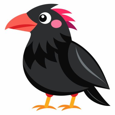 Chough bird play kawaii. AI generated image. Clipart cartoon deisgn icon clipart