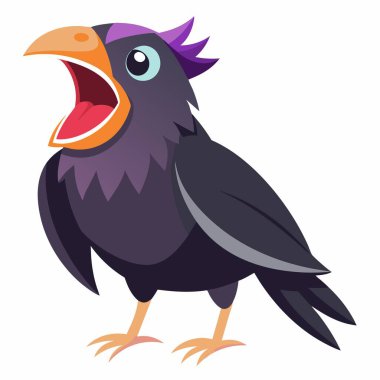 Chough bird screams kawaii. AI generated image. Clipart cartoon deisgn icon clipart