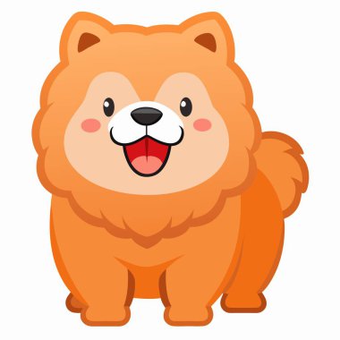 Chow Chow köpeği Kawaii 'ye gülümsüyor. Yapay zeka görüntü oluşturdu. Clipart çizgi film deisgn simgesi