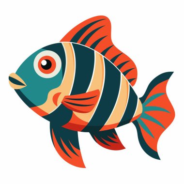 Cichlid balığı kawaii uçurur. Yapay zeka görüntü oluşturdu. Clipart çizgi film deisgn simgesi