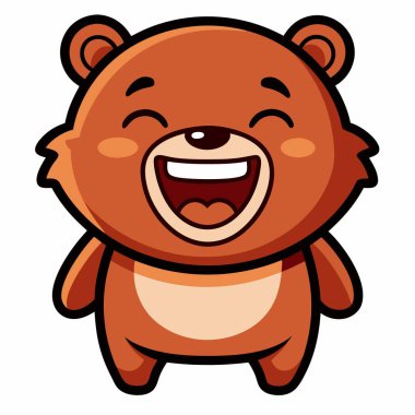 Cinnamon Bear, Kawaii 'ye gülüyor. Yapay zeka görüntü oluşturdu. Clipart çizgi film deisgn simgesi