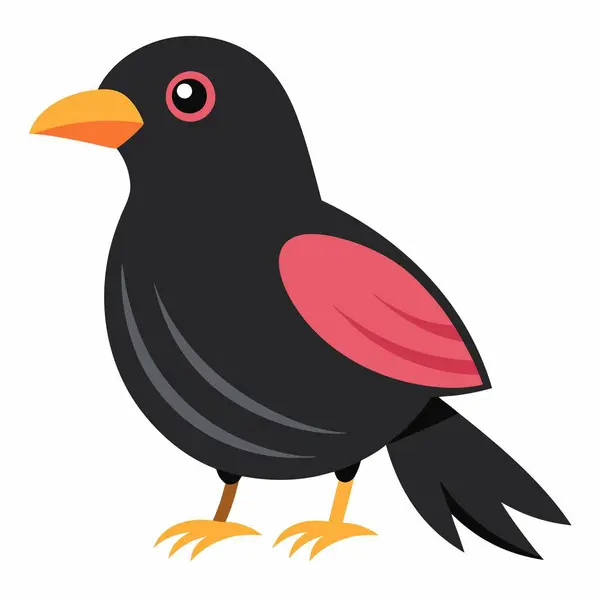 stock vector Chough bird lies kawaii. AI generated image. Clipart cartoon deisgn icon