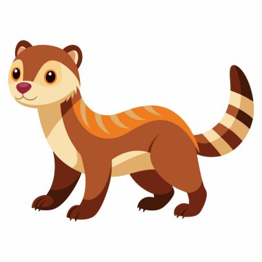 Cinnamon Ferret kemirgeni Kawaii 'yi gezdiriyor. Yapay zeka görüntü oluşturdu. Clipart çizgi film deisgn simgesi