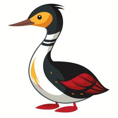 Clarks Grebe bird sits kawaii. AI generated image. Clipart cartoon deisgn icon clipart