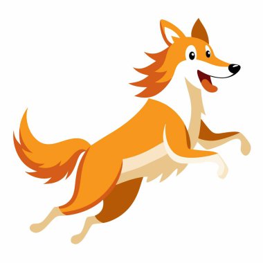 Collie Dog, Kawaii 'ye atlıyor. Yapay zeka görüntü oluşturdu. Clipart çizgi film deisgn simgesi