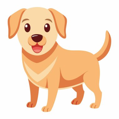 Rahatlatıcı Retriever köpeği Kawaii oynuyor. Yapay zeka görüntü oluşturdu. Clipart çizgi film deisgn simgesi