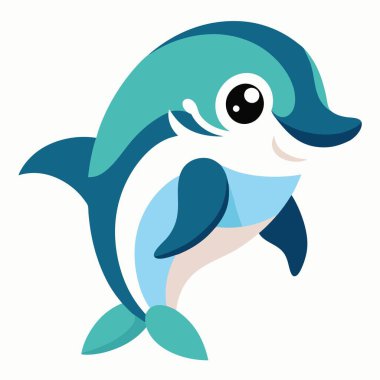 Commerson Dolphin dans eden kawaii. Yapay zeka görüntü oluşturdu. Clipart çizgi film deisgn simgesi