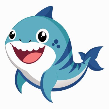 Cookiecutter Shark balığı Kawaii 'yi deviriyor. Yapay zeka görüntü oluşturdu. Clipart çizgi film deisgn simgesi