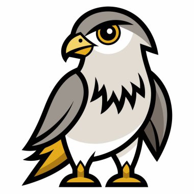 Coopers Hawk Kal Kawaii. Yapay zeka görüntü oluşturdu. Clipart çizgi film deisgn simgesi