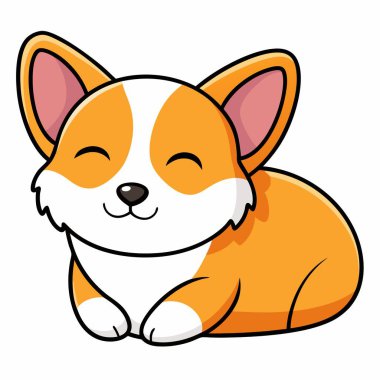 Corgipoo köpeği uyuyor Kawaii. Yapay zeka görüntü oluşturdu. Clipart çizgi film deisgn simgesi