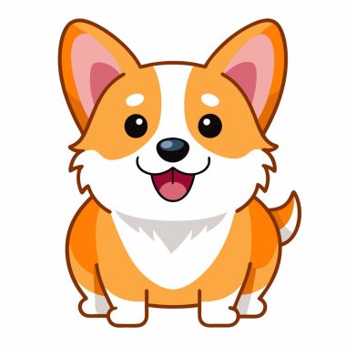 Corgipoo köpeği gülümsedi Kawaii. Yapay zeka görüntü oluşturdu. Clipart çizgi film deisgn simgesi