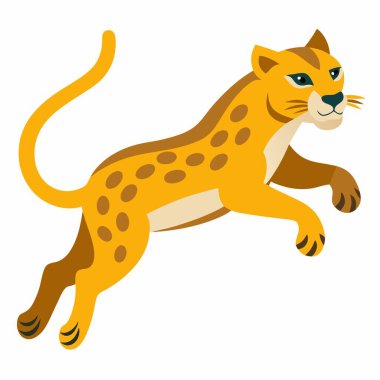 Cougar leoparı Kawaii 'ye atladı. Yapay zeka görüntü oluşturdu. Clipart çizgi film deisgn simgesi