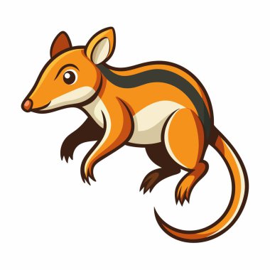 Cuban Solenodon rodent jumps kawaii. AI generated image. Clipart cartoon deisgn icon clipart