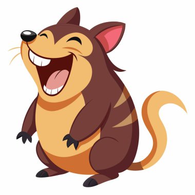 Cuban Solenodon rodent laughs kawaii. AI generated image. Clipart cartoon deisgn icon clipart