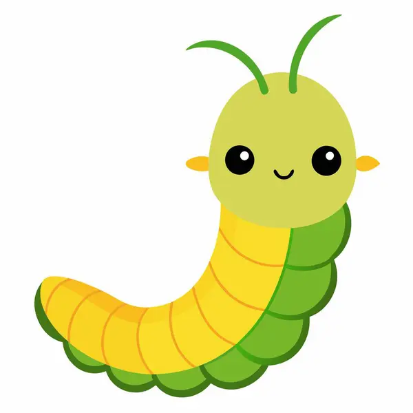 stock vector Corn Earworm worm cries kawaii. AI generated image. Clipart cartoon deisgn icon