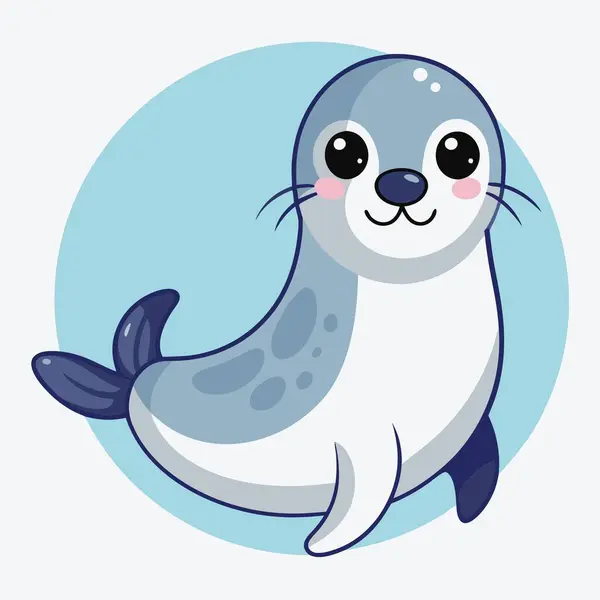 stock vector Crabeater Seal flies kawaii. AI generated image. Clipart cartoon deisgn icon