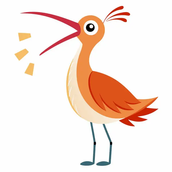 stock vector Curlew bird screams kawaii. AI generated image. Clipart cartoon deisgn icon