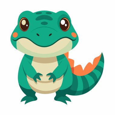 Cuviers Dwarf Caiman sits kawaii. AI generated image. Clipart cartoon deisgn icon clipart