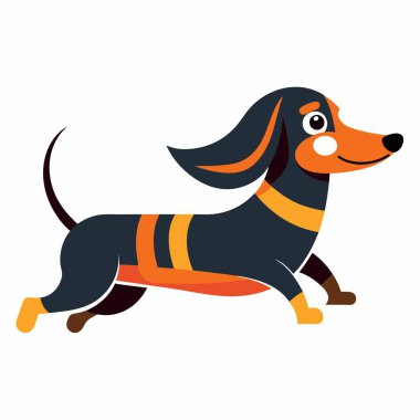 Kawaii 'yi Dachshund köpeği yönetiyor. Yapay zeka görüntü oluşturdu. Clipart çizgi film deisgn simgesi