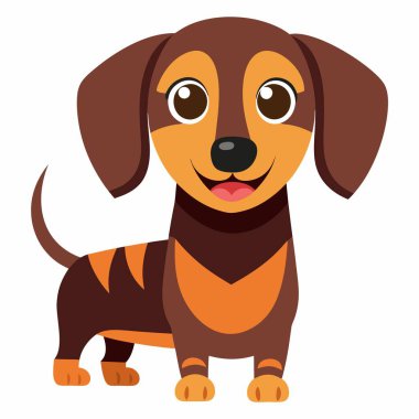 Dachshund köpeği gülümsüyor, Kawaii. Yapay zeka görüntü oluşturdu. Clipart çizgi film deisgn simgesi