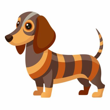 Dapple Dachshund köpeği Kawaii 'de duruyor. Yapay zeka görüntü oluşturdu. Clipart çizgi film deisgn simgesi