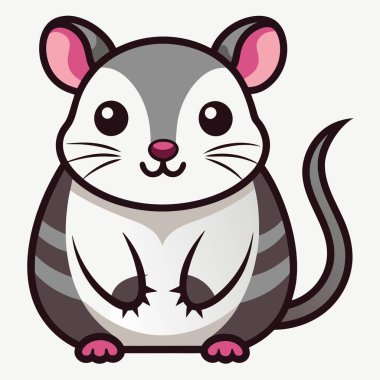 Dassie Rat Mouse, Kawaii 'ye gülüyor. Yapay zeka görüntü oluşturdu. Clipart çizgi film deisgn simgesi