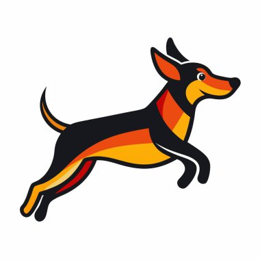 Deutsche Bracke dog jumps kawaii. AI generated image. Clipart cartoon deisgn icon clipart