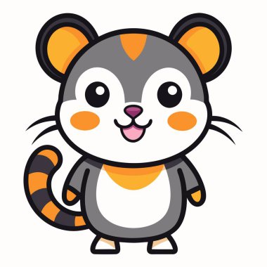 Dibbler rodent sits kawaii. AI generated image. Clipart cartoon deisgn icon clipart