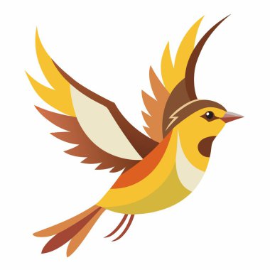 Dickcissel bird flies kawaii. AI generated image. Clipart cartoon deisgn icon clipart