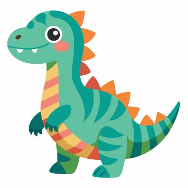 Dinozor, Kawaii 'de oturur. Yapay zeka görüntü oluşturdu. Clipart çizgi film deisgn simgesi